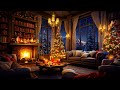 Relaxing Christmas Jazz Music and Cozy Fireplace Sound In Cozy Christmas Room For Relax, Sleep