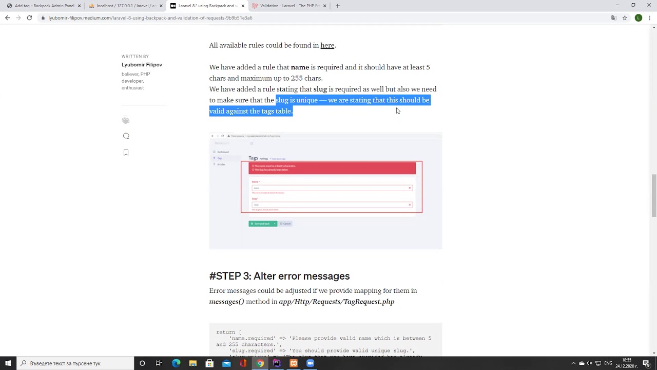Laravel 8.* using Backpack and validation of requests YouTube