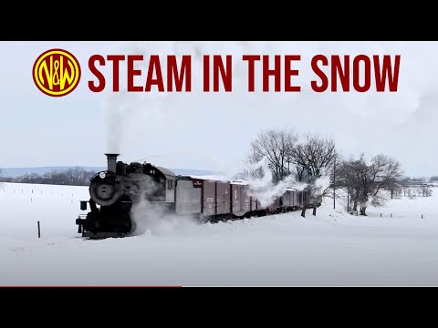 Norfolk & Western "#382" storms through snow with ...