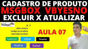 Validação de Atualização e Exclusão no Cadastro do produto via VBA,  perguntar antes de excluir VBA