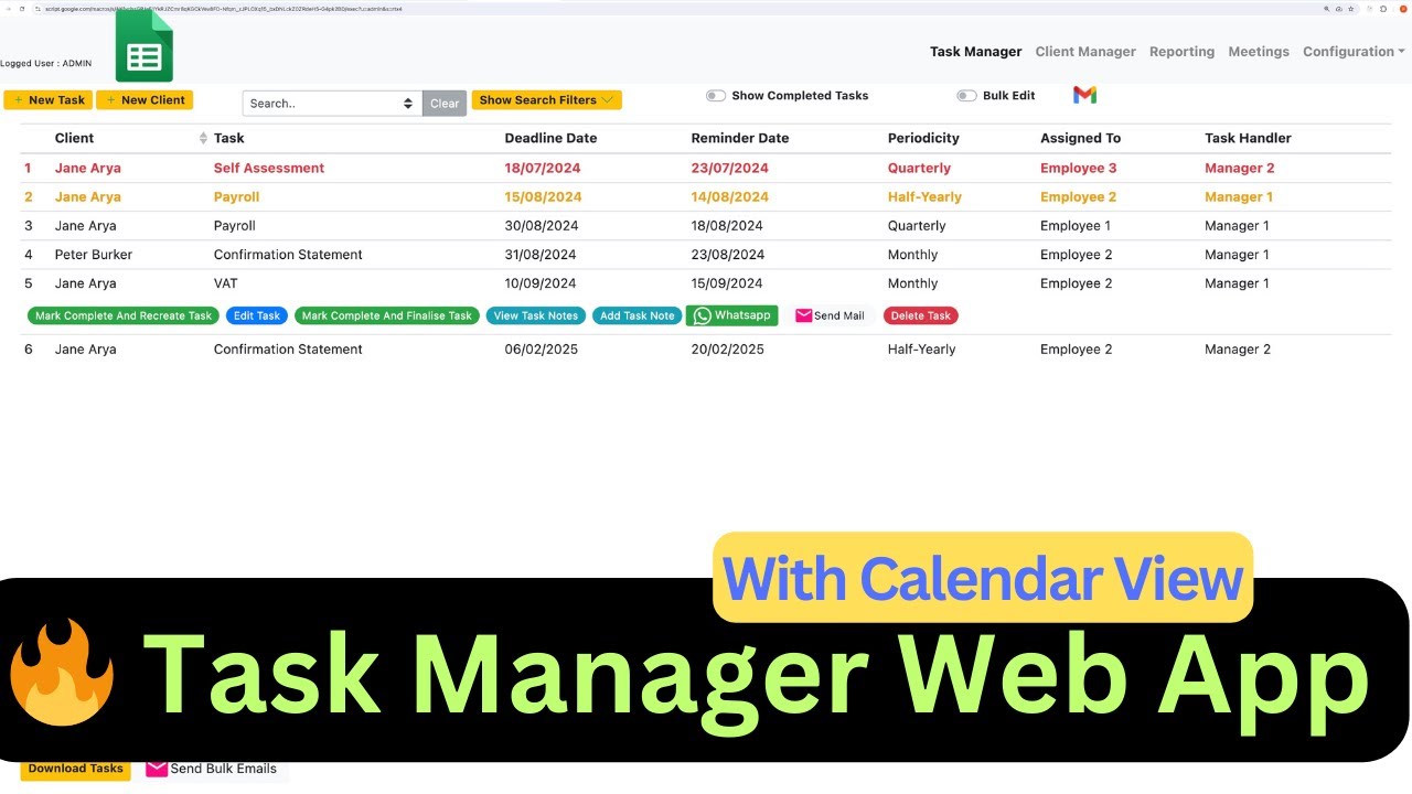 How to Manage Client's Projects & Tasks with This Free Web Application | Google Sheets Integration