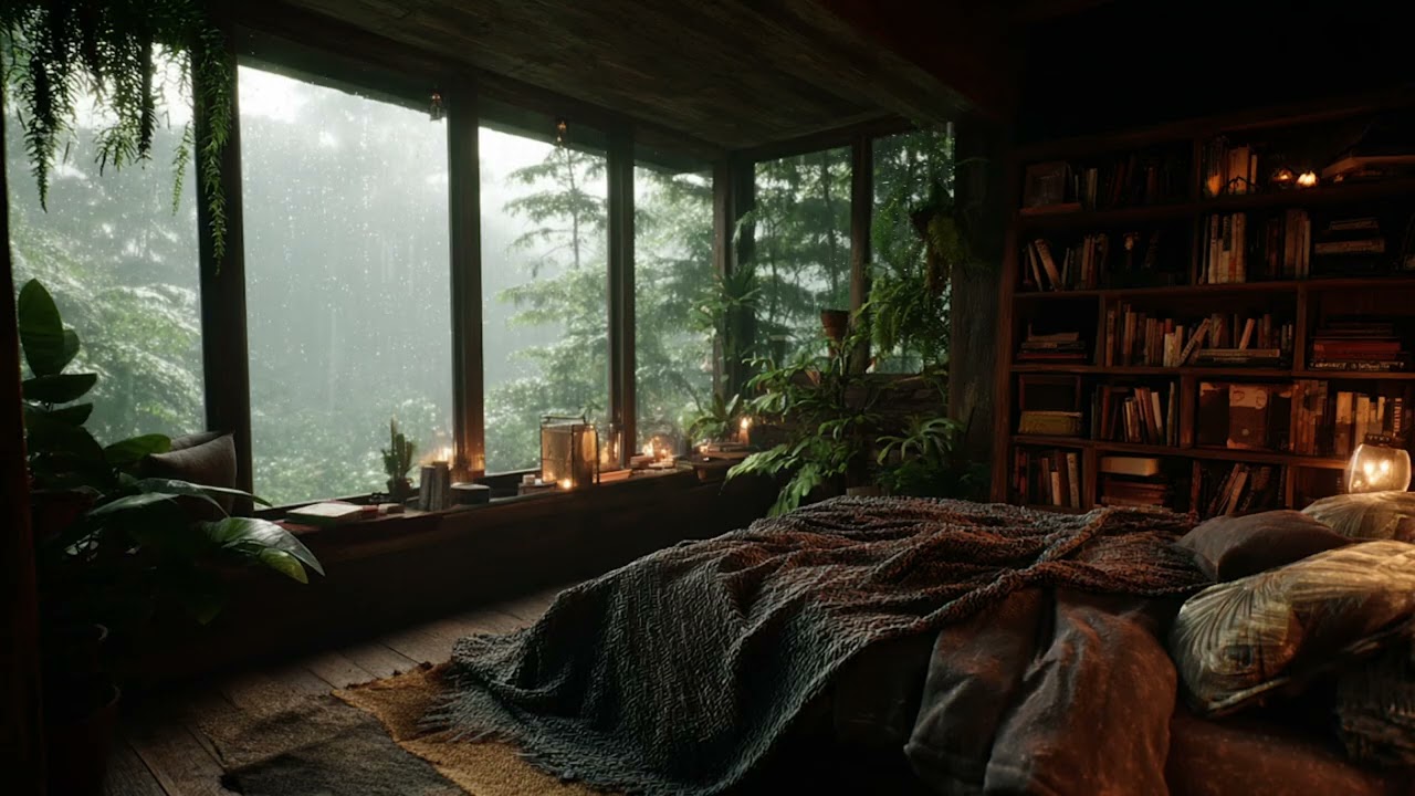 Relaxing with Annie in a High-Rise Glass Apartment ⛈️🌧️🎹 | City Thunderstorm Piano