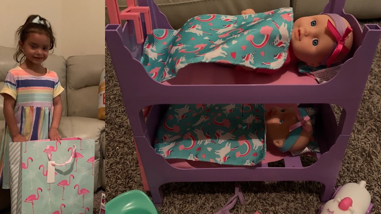 KID Connection Baby Room Play Set Twin Baby Girls Take-Apart Bunk Beds Toys. Baby Sitting Twins