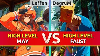 GGST ▰ Leffen (May) vs DegruM (Faust). High Level Gameplay