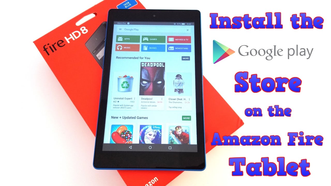 Amazon Fire Tablet How To Install The Google Play Store Fire Hd 8 Fire 7 Etc