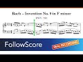 Bach – Invention No. 9 in F minor, BWV 780 | Sheet Music & Real Recording FollowScore