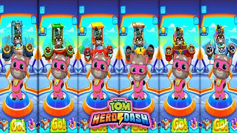 talking tom hero dash - super hero tom pink suit - saving all heroes & world gameplay (android, ios)