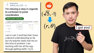 Im missing a step in regards to cartesian to polar coordinates, Reddit r/calculus