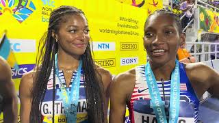 Gabby Thomas Reacts to Running 4x100 and 4x400m Winning Double Gold at the 2024 World Relays