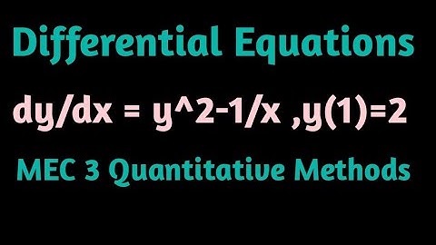 Particular Solution Differential Equations MEC 3 Quantitative Methods IGNOU MA ECONOMICS
