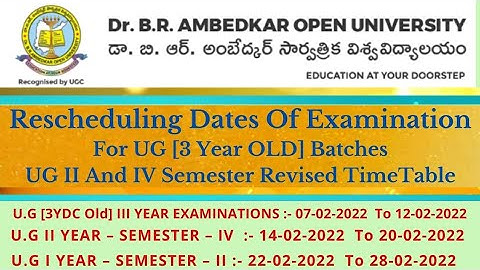 Dr Ambedkar Open University Latest Updates I UG [3year Old] I  UG 2 & 4 Semester Revised Time Table