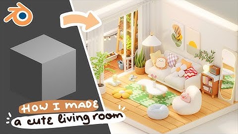 Cute isometric living room made in Blender - 3D modeling timelapse - Part 3