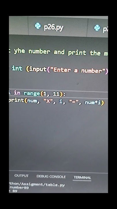 python tutorial - multiplication table program #shorts #python - YouTube