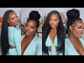 Curly bohemian knotless braided full lace wig install ft ywigs hair  multiple styles