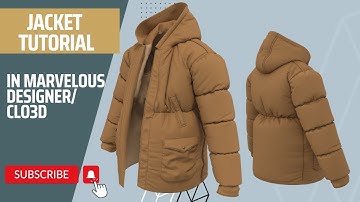 Marvelous designer/ Clo3d Puffer Jacket tutorial for beginners with English narrative