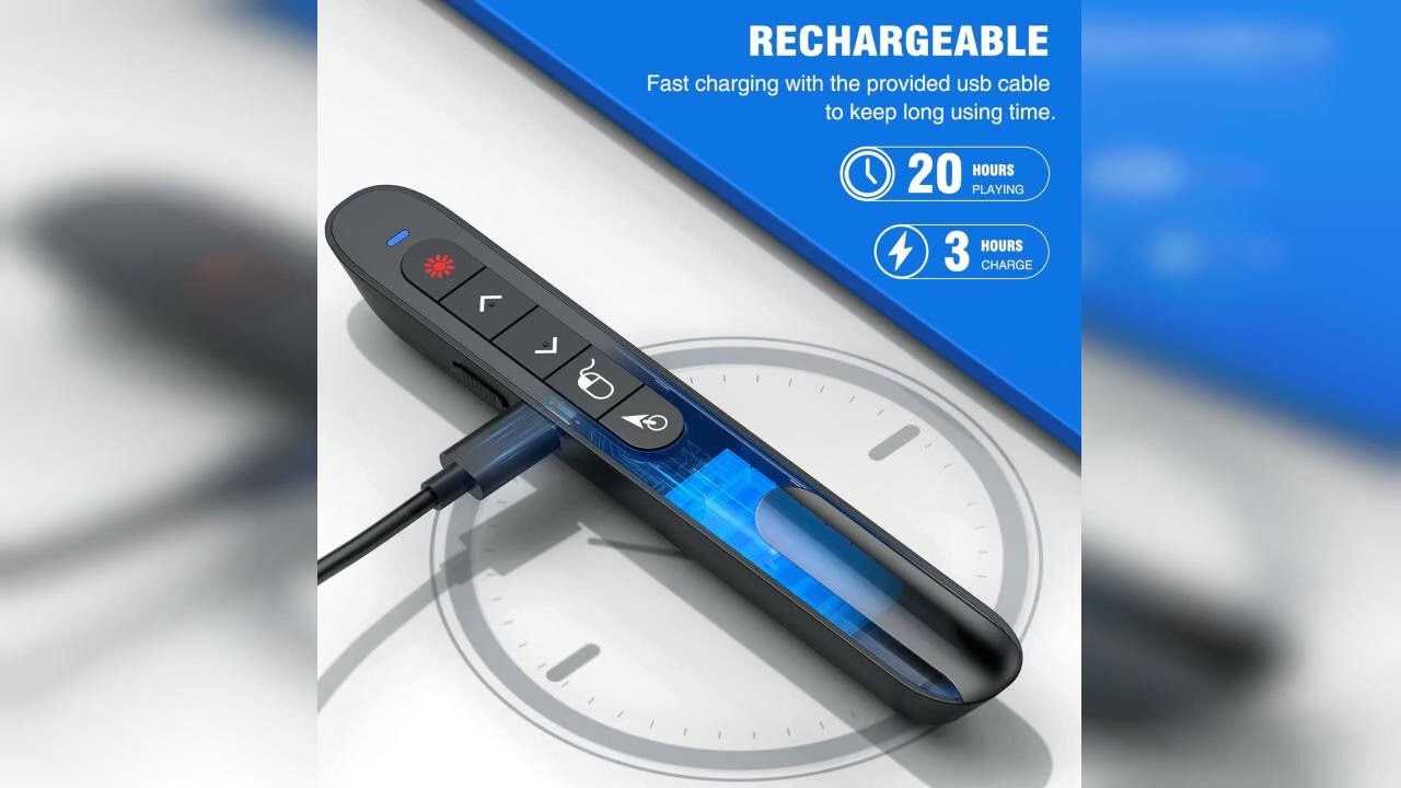 Review: DINOSTRIKE Wireless Presenter Remote with Air Mouse Control, Rechargeable USB Presenta...