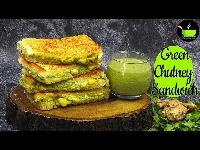 Green Chutney Sandwich | Kids Lunch Box Recipe | Indian Street Food  | 5 Mins Breakfast Recipe | She Cooks