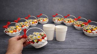 Anyone Can Do It! 🥰 Mini Candy Baskets with Paper Cups 🧺 Super Easy Easter Craft