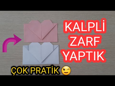 Kağıttan Kalpli Zarf  Yapımı. (Kalpli Mektup) Origami Yapımı.