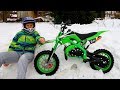 Baby Unboxing, Assembling and Ride on New Dirt Cross Bike mini Green Kids Pretend Play