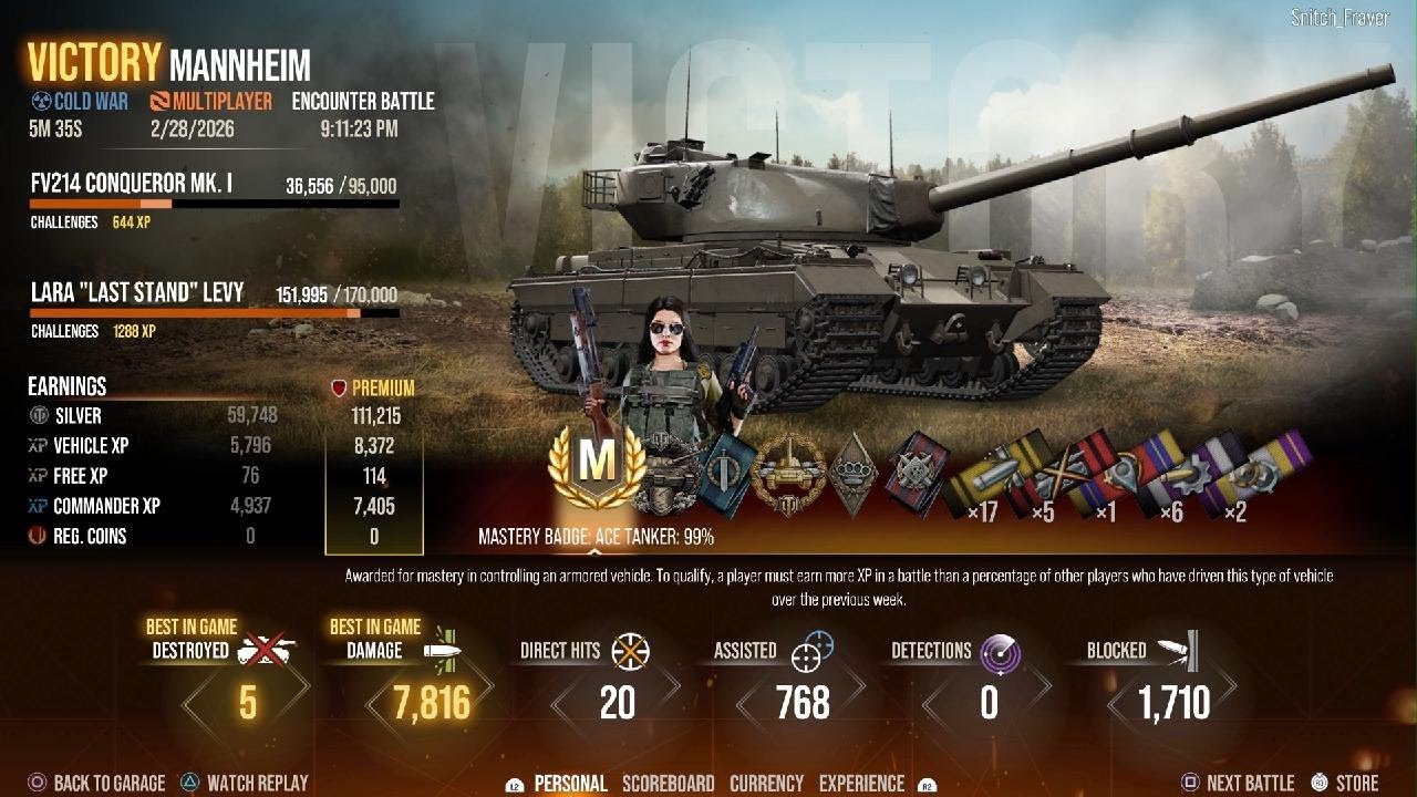 World of Tanks - Conqueror - MVP - Mastery Badge Gameplay