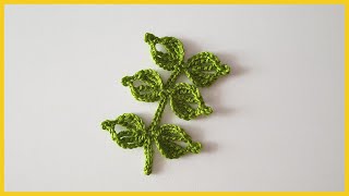 Веточка с листьями крючком. Вязание крючком / Twig with leaves crochet Веточка с листьями крючком. Вязание крючком / Twig with leaves crochet