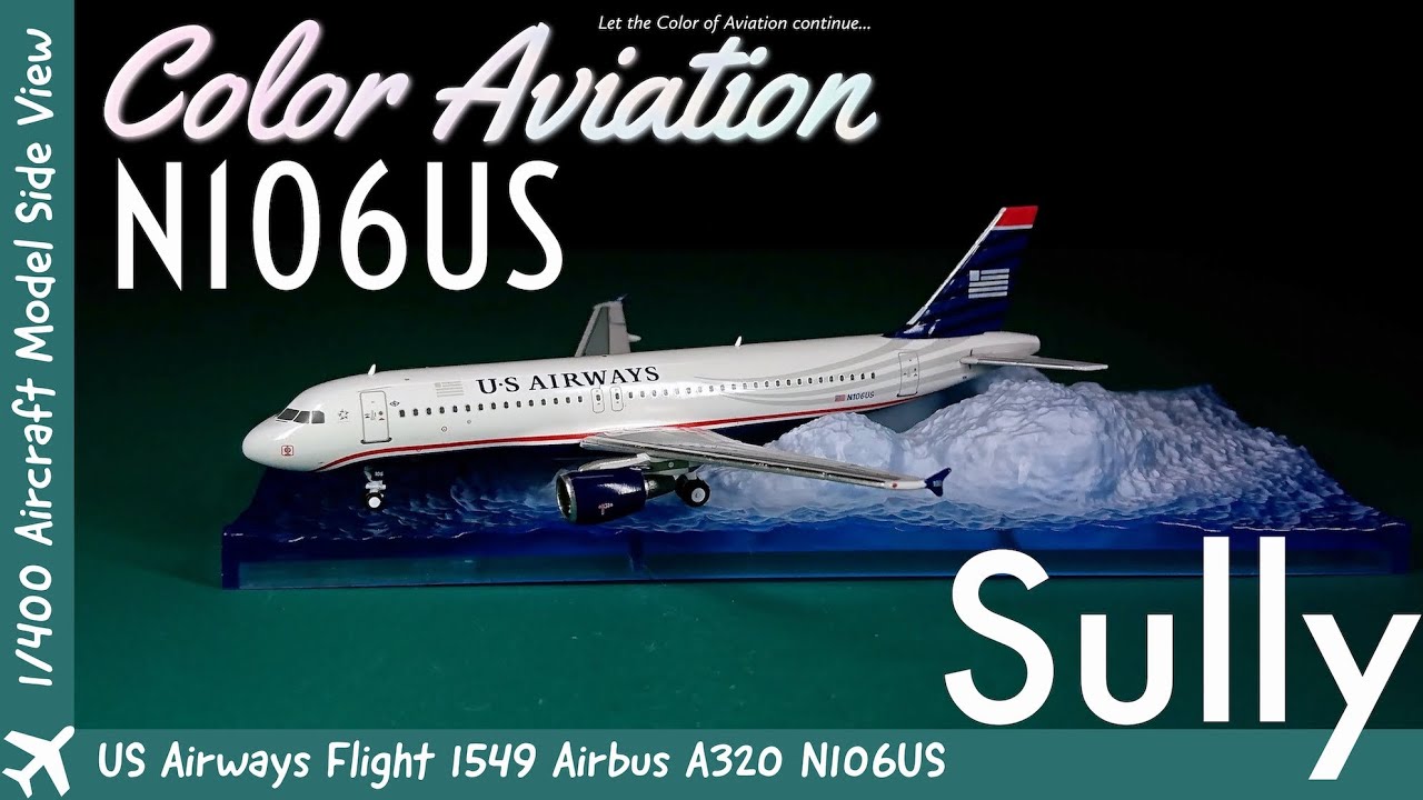1/400 Scale Scenery for Landing of Sully! Panda Model US Airways N106US with F-Toys Water Surface