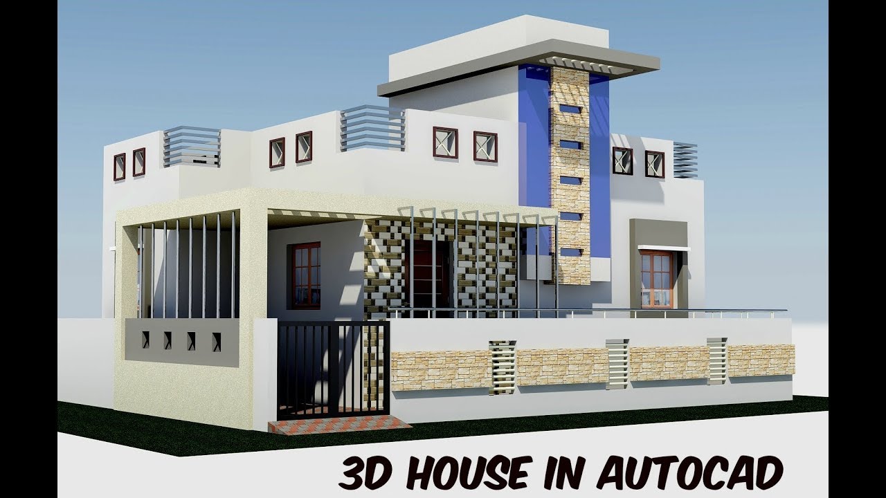 Ground Floor 3D  House  Modelling in autocad  YouTube