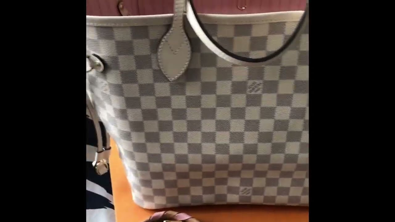 Louis Vuitton, Bags, Neverfull Mm Damier Azur Spring In The City White  Leather Limited Edition