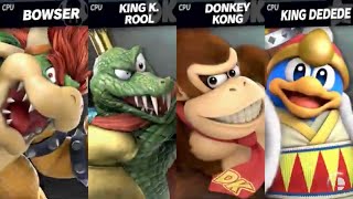 Super Smash Bros. Ultimate - Bowser vs King K Rool vs Donkey Kong vs King Dedede (Mega Battle)