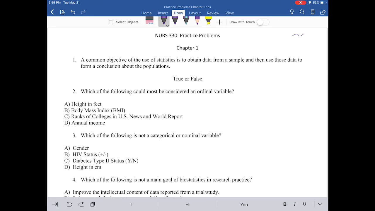 Practice Problems Chapter 1 BHS - YouTube