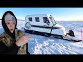 First time ice fishing in snobear ice fishing machine  catch n cook