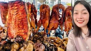 Amazing Cambodian Street Food - Crispy Roasted Duck Pork &amp; Chopped Meat Stall