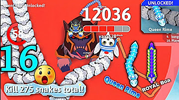 Snake.io 🐍 - Frozen Crown - kill 275 snakes total 😱🔥- Gameplay Walkthrough Part 16 - (iOS, Android)