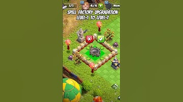 Spell  Factory  Upgradation Level-1 To Level-7 #shorts #clashofclans #youtubeshorts #gaming