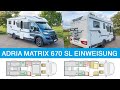 Caravan Einweisung Adria Matrix 670 SL für Miete (kein Hymer o. Carado Wohnmobil) (30 min.)