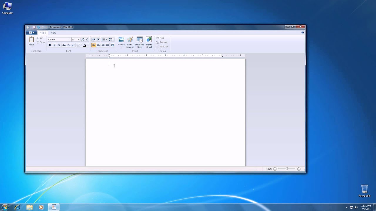 Wordpad In Windows 7 Youtube