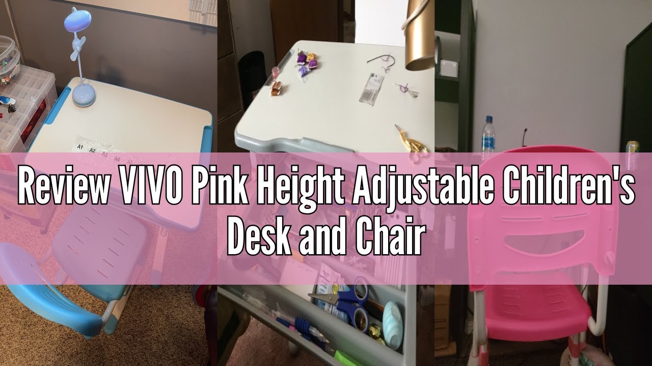 Review VIVO Pink Height Adjustable Children's Desk and Chair Set | Kids Interactive Workstation