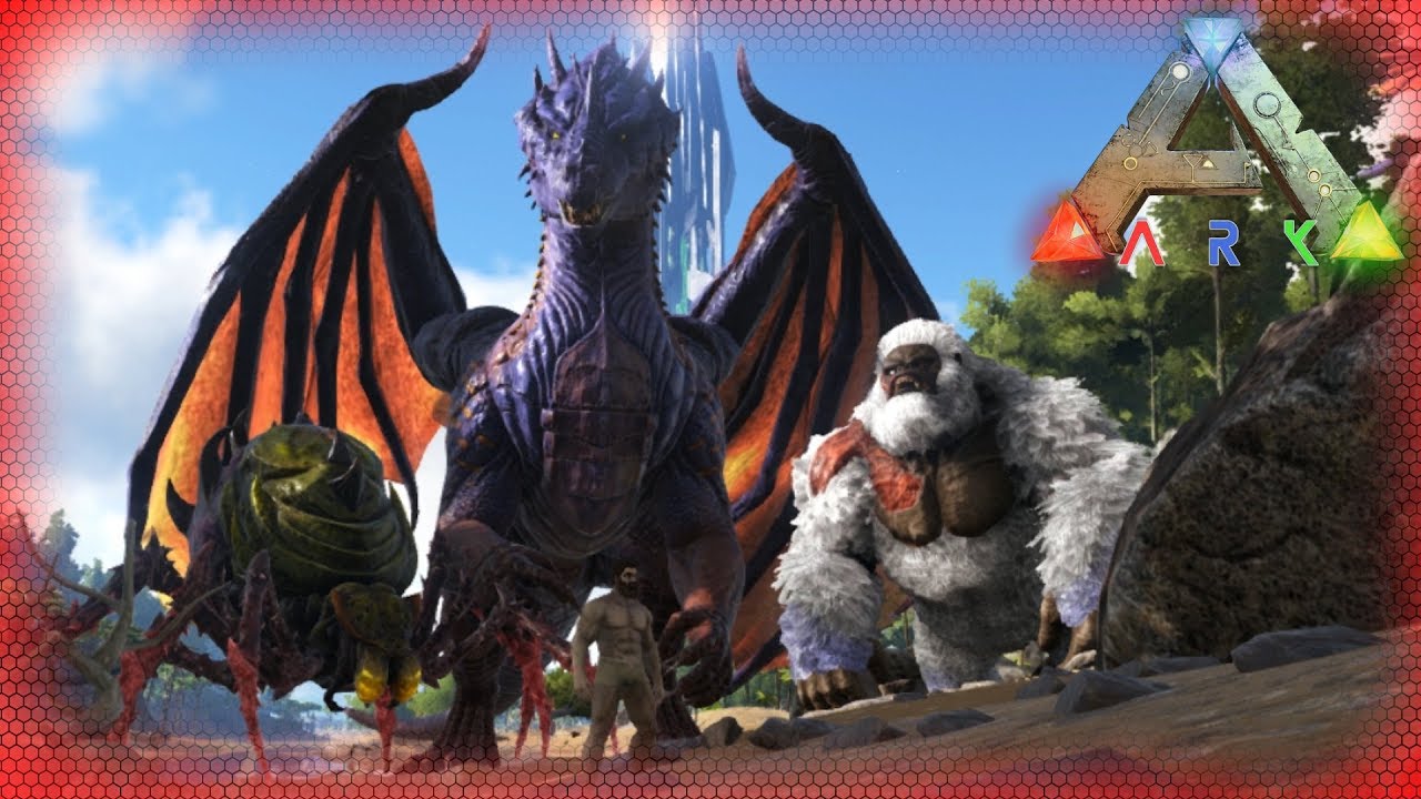 ARK PS4 Boss spawn & tame - Broodmother Lysrix , Dragon , Megapithecus.  German - YouTube