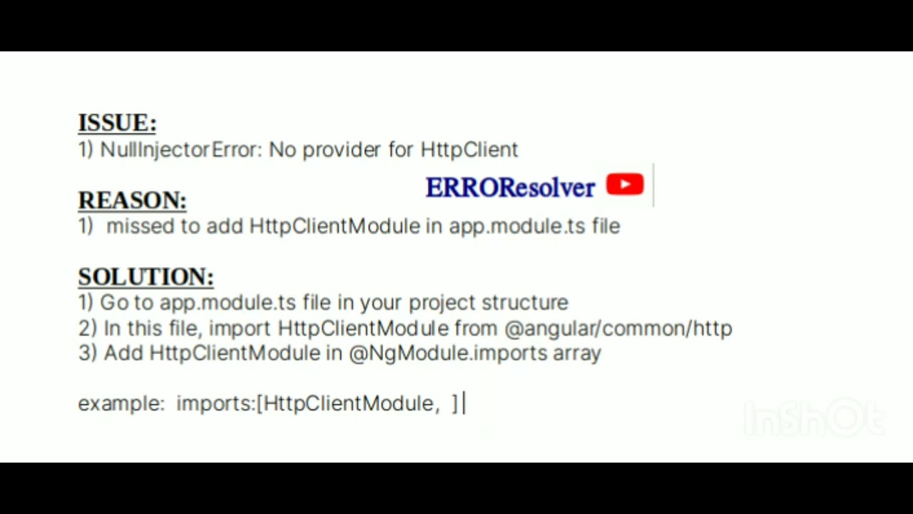No provider for HttpClient | NullInjectorError | R3InjectorError | HttpClient | Angular | API - YouTube No Provider For Httpclient | Nullinjectorerror | R3Injectorerror | Httpclient | Angular | Api - Youtube