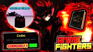 TODOS OS CÓDIGOS ATIVOS + PEGUEI O MELHOR GRIMORIO no ANIME FIGHTERS SIMULATOR NARUTO50K