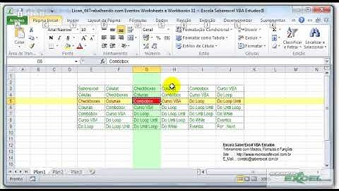 Excel cor acompanha cursor na planilha  evento selecionar excel