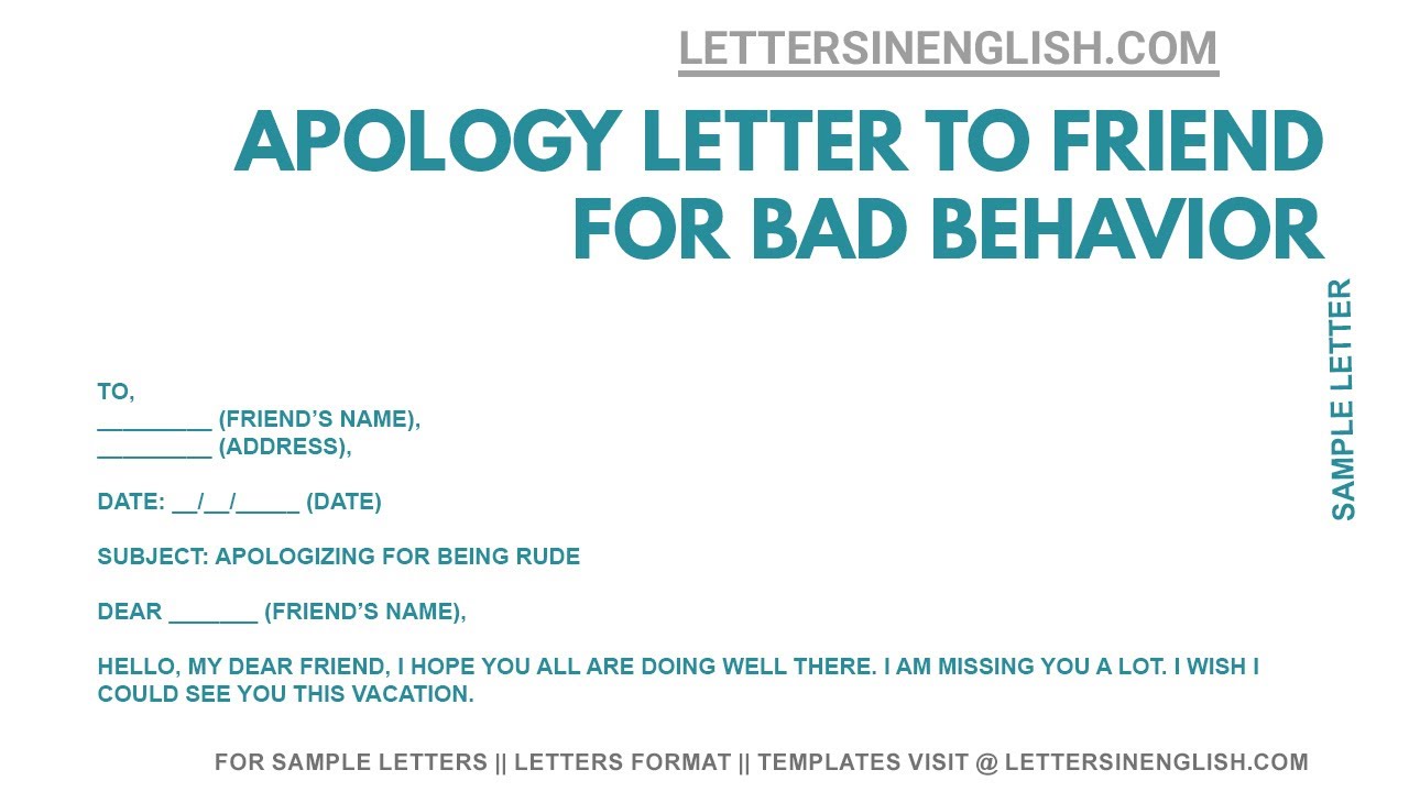 Apology Letter To A Friend How To Write A Good One