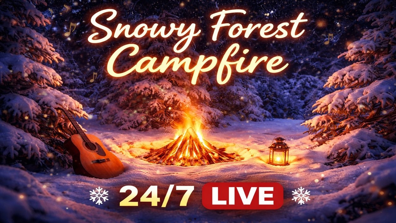 🔥 Deep Winter Relaxation 24/7 | Snow Forest Campfire