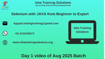 Selenium with Java Day 1 Video On 6th Aug 2025.Call or WhatsApp us on +91-9133190573 to Enroll