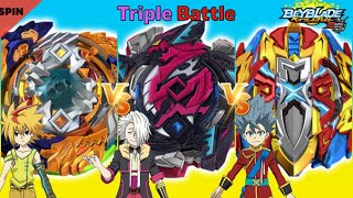 Beyblade Burst Cho-Z 【 Free VS Suoh VS Xhan 】 Tripie Battle 베이블레이드 버스트 초제트 ベイブレードバースト 超ゼツ