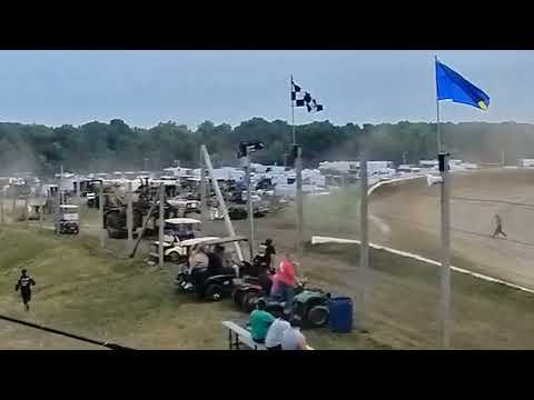 Deer Creek Speedway 6-17-2023 USRA B-Mods Heat 2: Jackson Hale Flip over Turn 2 Wall.