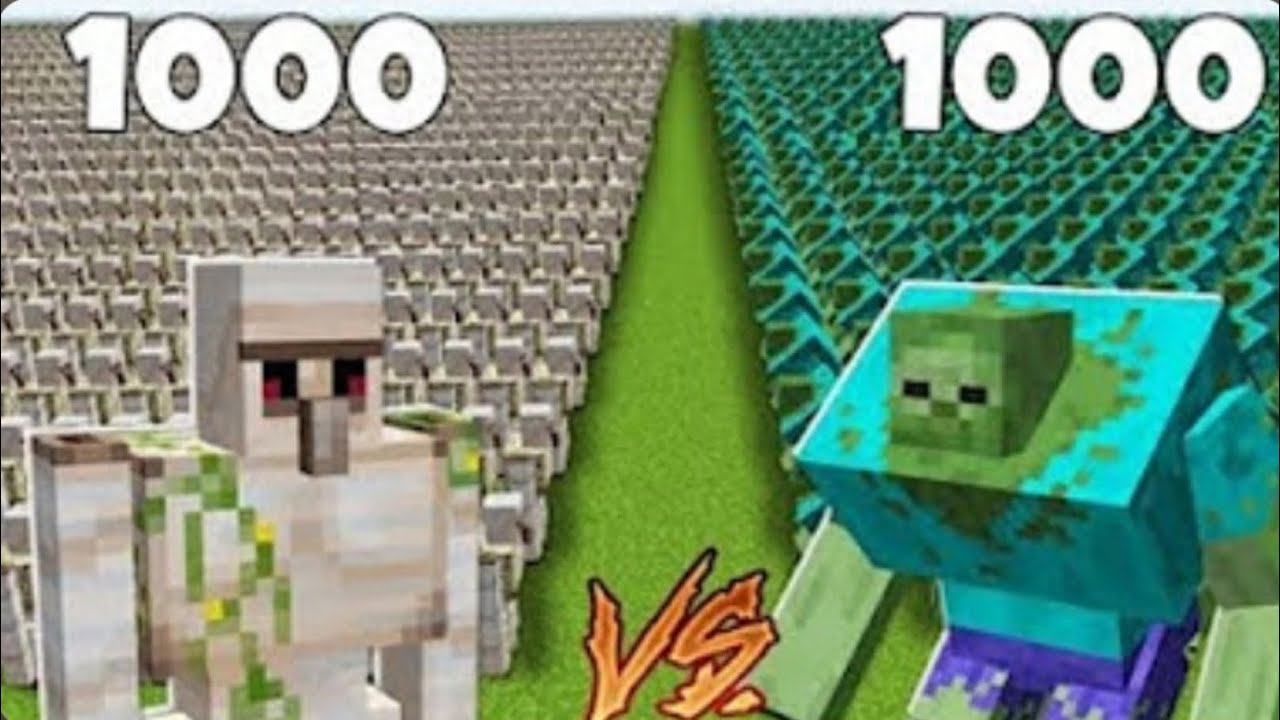 100 Zombie Vs 10 Iron Golame In Minecraft | - YouTube