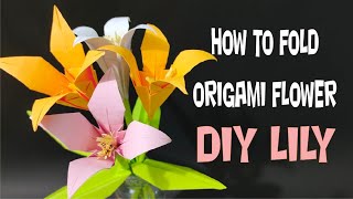 Easy Origami Flower Lily with Stem - Step by Step