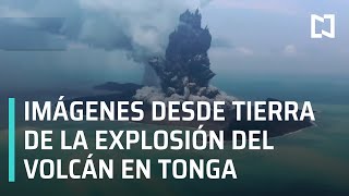 Erupción del volcán submarino en Tonga, desde tierra - En Punto